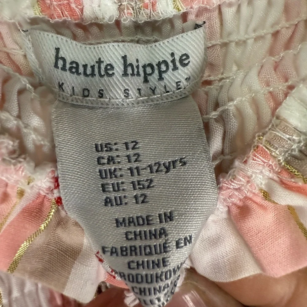 Haute Hippie Cute dress girls Kids Style Girls Dress Pink Striped Size 12 NWT